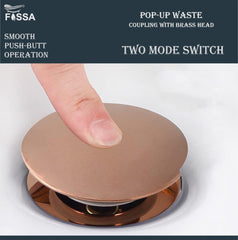 Fossa 3" Inch Brass Pop Up Waste Coupling with Smooth Push Button,Waste Coupling,Drain Out let System Pop up Full Threaded Waste Coupling (Copper)-3