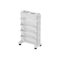 Storage Rack Bookshelf Table with Removable Wheels-0