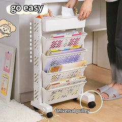 Storage Rack Bookshelf Table with Removable Wheels-1
