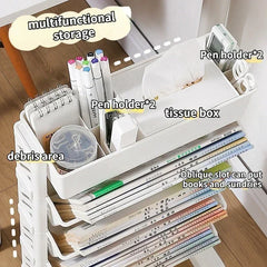Storage Rack Bookshelf Table with Removable Wheels-2