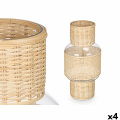 Candleholder Gift Decor SG-29652 Transparent Natural Glass Rattan 18 x 38 x 18 cm (4 Units)-0