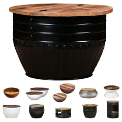 vidaXL Coffee Table Bowl-shaped End Table with Steel Base Solid Wood Reclaimed-1