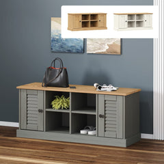 vidaXL Shoe Bench Shoe Storage Bench for Entryway Hallway VIGO Solid Wood Pine-1