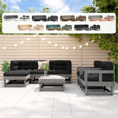 vidaXL Patio Lounge Set with Cushions Outdoor Furniture Set 7 Piece Solid Wood-0