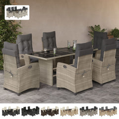vidaXL 9 Piece Patio Dining Set with Cushions Gray Poly Rattan-1