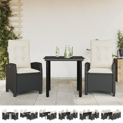 vidaXL 7 Piece Patio Dining Set with Cushions Black Poly Rattan-1